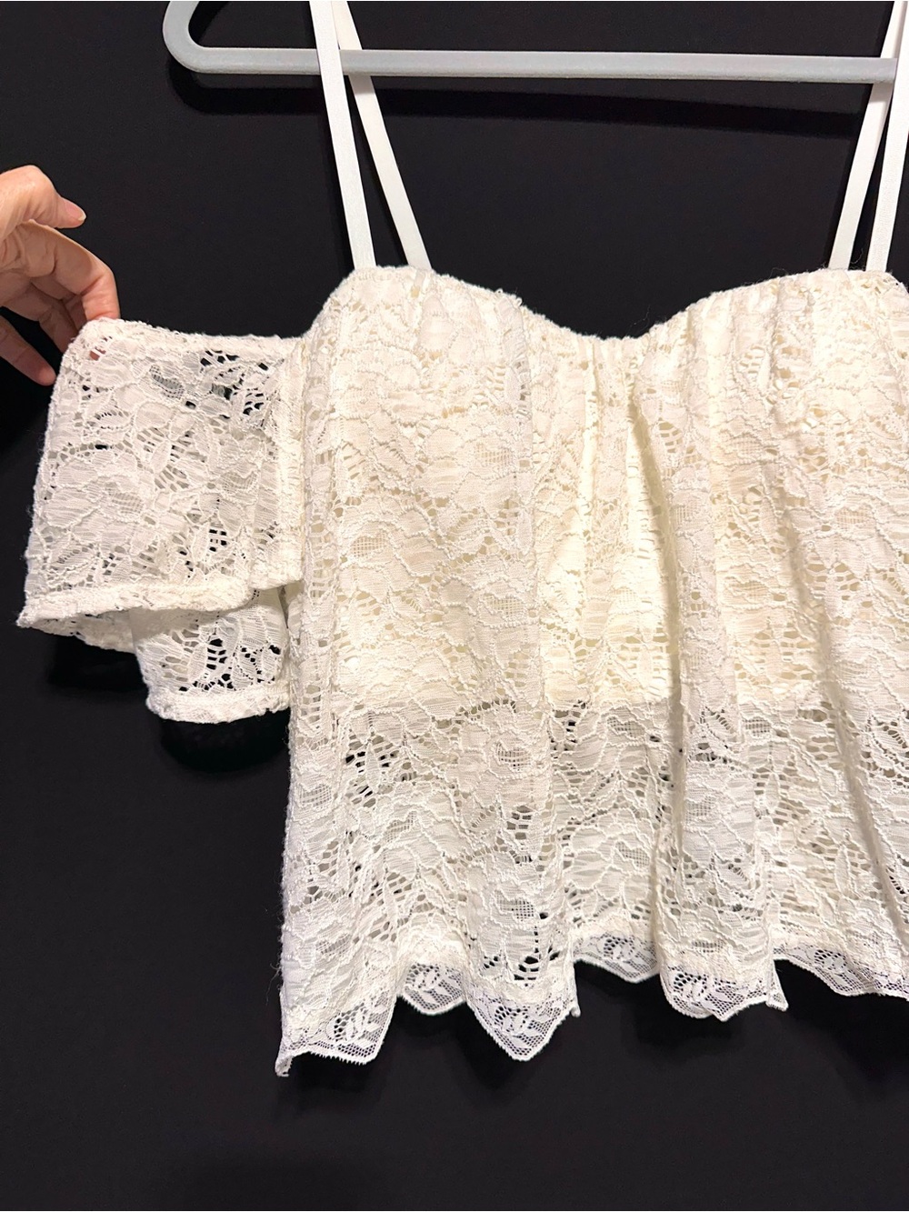 Material Girl Lace Off Shoulder Crop Top XL NWT Boho Festival